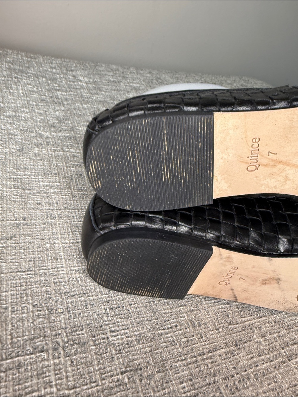 Quince Italian Leather Handwoven Square Toe Ballet Flat black 7 - Picture 8 of 11